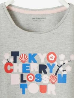 T-shirt Fille Motif Graphique Irisé Gris Chiné - Vertbaudet -Petite Modeuse t shirt fille motif graphique irise 2