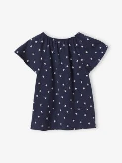 T-shirt Imprimé Manches Papillon Fille Bleu Ciel - Vertbaudet -Petite Modeuse t shirt imprime manches papillon fille 1