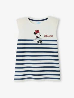 T-shirt Manches Courtes Disney® Minnie Fille Blanc Rayé - Minnie