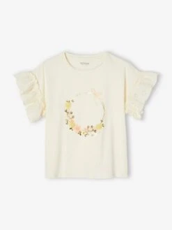 T-shirt Motif Couronne Détails Irisés Fille écru - Vertbaudet -Petite Modeuse t shirt motif couronne details irises fille 3