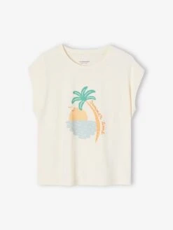 T-shirt Motif été Fille Manches épaules Rose Bonbon - Vertbaudet