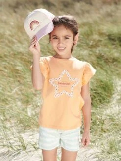 T-shirt Motif Fleurs 3D Fille Manches Courtes Volantées Orange - Vertbaudet 7 T-shirt Motif Fleurs 3D Fille Manches Courtes Volantées Orange - Vertbaudet -Petite Modeuse t shirt motif fleurs 3d fille manches courtes volantees 3