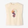 T-shirt Motif Oiseau De Paradis Fille Manches épaules écru - Vertbaudet