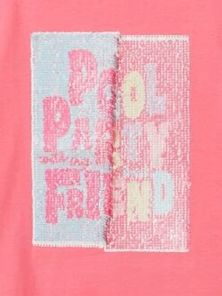 T-shirt "pool Party" En Sequins Réversibles Fille Rose - Vertbaudet -Petite Modeuse t shirt pool party en sequins reversibles fille 4
