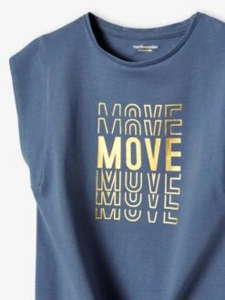 T-shirt Sport Motif Brillant Fille Bas Noué Bleu - Vertbaudet -Petite Modeuse t shirt sport motif brillant fille bas noue 2