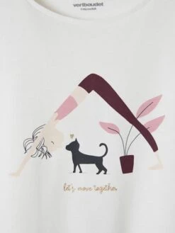 T-shirt Sport Motif Girly Yoga Fille Ivoire - Vertbaudet -Petite Modeuse t shirt sport motif girly yoga fille 2