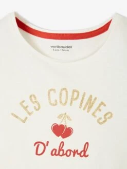 Tee-shirt à Message Basics Fille Corail - Vertbaudet -Petite Modeuse tee shirt a message basics fille 8