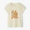 Tee-shirt à Message Irisé Fille épaules Smockées écru - Vertbaudet