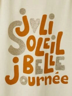 Tee-shirt à Message Irisé Fille épaules Smockées écru - Vertbaudet -Petite Modeuse tee shirt a message irise fille epaules smockees 2