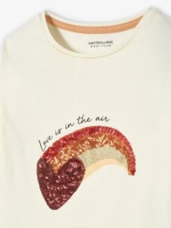 Tee-shirt à Sequins Fille écru - Vertbaudet -Petite Modeuse tee shirt a sequins fille 3