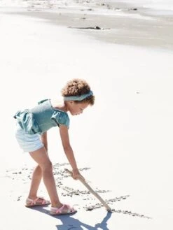 Tee-shirt à Smocks Fleurs Brodées File Vert - Vertbaudet -Petite Modeuse tee shirt a smocks fleurs brodees file 5