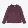 Tee-shirt Blouse Détail En Broderie Anglaise Fille Rose Poudré - Vertbaudet