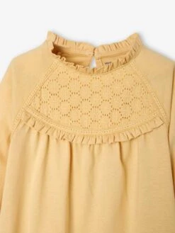 Tee-shirt Blouse Détail En Broderie Anglaise Fille Rose Poudré - Vertbaudet -Petite Modeuse tee shirt blouse detail en broderie anglaise fille 5