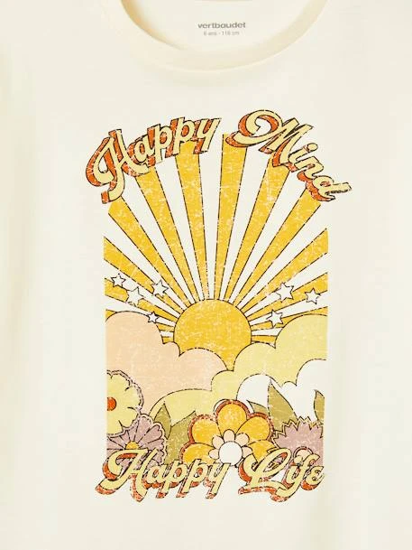 Tee-shirt "happy Life" Fille écru - Vertbaudet 3 Tee-shirt "happy Life" Fille écru - Vertbaudet – Image 3