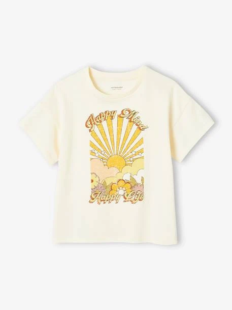 Tee-shirt "happy Life" Fille écru - Vertbaudet 1 Tee-shirt "happy Life" Fille écru - Vertbaudet