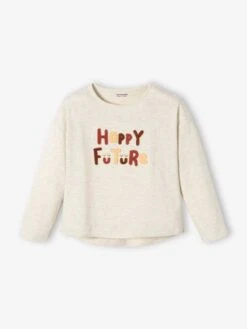 Tee-shirt Message En Bouclettes Fille Blanc - Vertbaudet