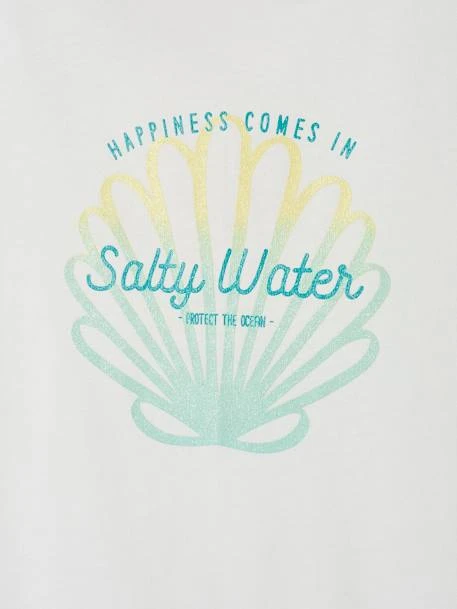 Tee-shirt Motif Coquillage Irisé Fille. Blanc - Vertbaudet 3 Tee-shirt Motif Coquillage Irisé Fille. Blanc - Vertbaudet – Image 3