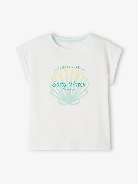 Tee-shirt Motif Coquillage Irisé Fille. Blanc - Vertbaudet 1 Tee-shirt Motif Coquillage Irisé Fille. Blanc - Vertbaudet