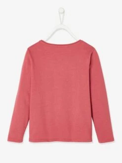 Tee-shirt Motif "girly" à Sequins Fille Rose Foncé - Vertbaudet -Petite Modeuse tee shirt motif girly a sequins fille 5