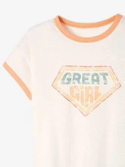 Tee-shirt Motif Graphique "great Girl" Fille écru - Vertbaudet -Petite Modeuse tee shirt motif graphique great girl fille 5