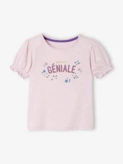 Tee-shirt Motif Irisé Fille Lilas - Vertbaudet