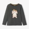 Tee-shirt Motif Lapin Avec Noeud Fantaisie Fille Gris Foncé - Vertbaudet