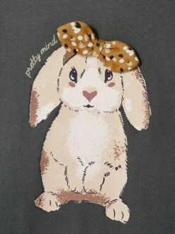 Tee-shirt Motif Lapin Avec Noeud Fantaisie Fille Gris Foncé - Vertbaudet -Petite Modeuse tee shirt motif lapin avec noeud fantaisie fille 2