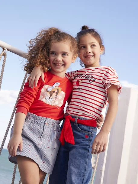 Tee-shirt Rayé Avec Coeur En Sequins Fille écru Rayé - Vertbaudet 6 Tee-shirt Rayé Avec Coeur En Sequins Fille écru Rayé - Vertbaudet – Image 6