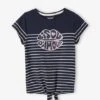 Tee-shirt Rayé Motif Girly à Paillettes Marine Rayé - Vertbaudet