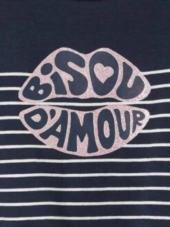 Tee-shirt Rayé Motif Girly à Paillettes Marine Rayé - Vertbaudet -Petite Modeuse tee shirt raye motif girly a paillettes 2