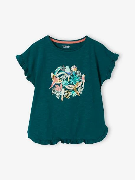 Tee-shirt Volanté Motif à Sequins Fille Vert - Vertbaudet 2 Tee-shirt Volanté Motif à Sequins Fille Vert - Vertbaudet – Image 2