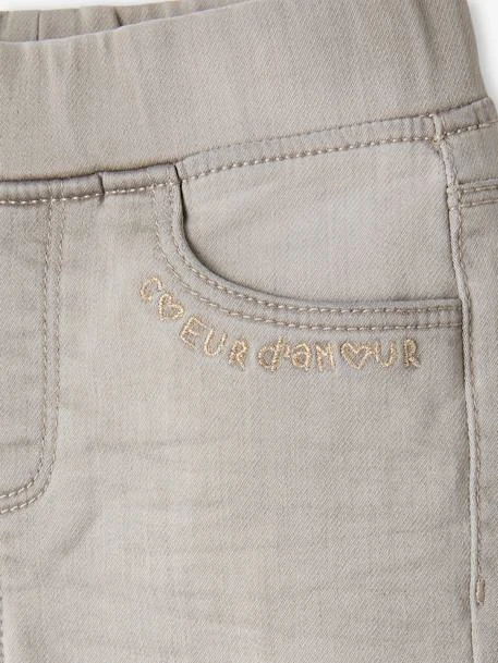 Tregging Brodé En Molleton Effet Denim Fille Denim Gris - Vertbaudet 3 Tregging Brodé En Molleton Effet Denim Fille Denim Gris - Vertbaudet – Image 3